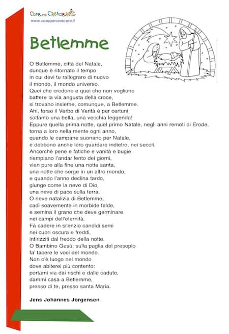 Poesie Di Natale Da Stampare Gratis.Betlemme Poesia Di Natale Per Bambini Scuola Primaria Da Stampare Gratis