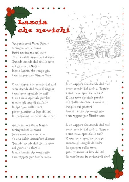 Canzoni Di Natale Italiano.Lascia Che Nevichi Canzone Di Natale Per Bambini Con Testo Da Stampare