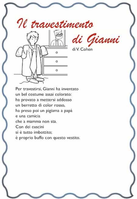 Il Travestimento Di Gianni Filastrocca Di Carnevale Per Bambini Poesia