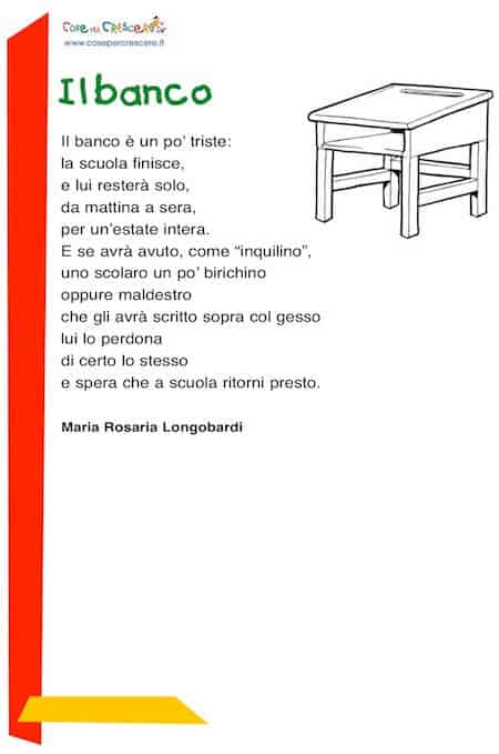 Poesia per la fine della scuola, scuola primaria