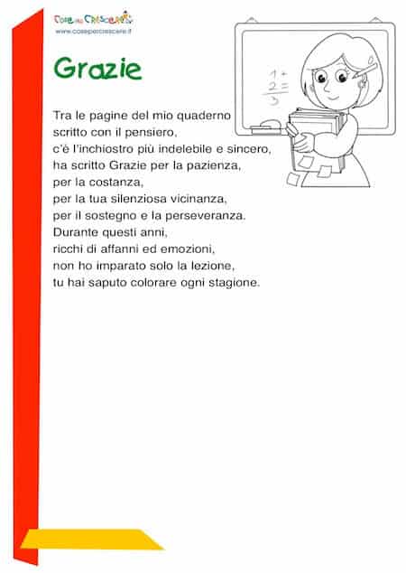 Poesia per ringraziare la maestra