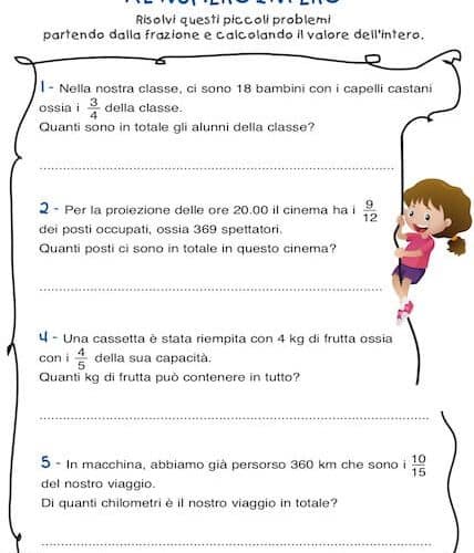 Frazioni Quarta Elementare Esercizi Matematica Bambini Scuola Primaria