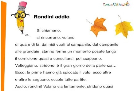 Rondini Addio Dettato Sull Autunno Per La Scuola Primaria