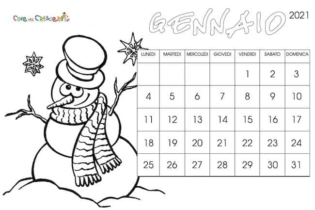 Calendario 21 Per Bambini Da Stampare Gratis E Da Colorare