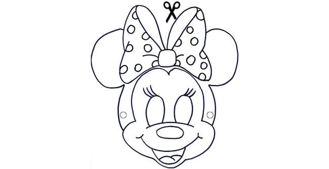 Maschera di Minnie da stampare gratis e colorare per Carnevale