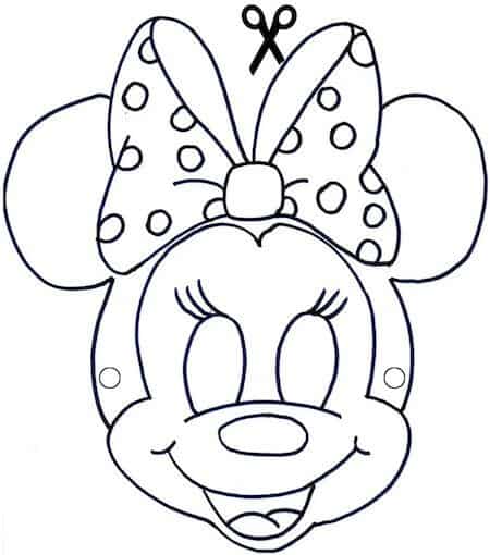 Maschera di Minnie da stampare gratis e colorare per Carnevale