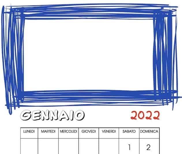 Calendario 2022 da illustrare