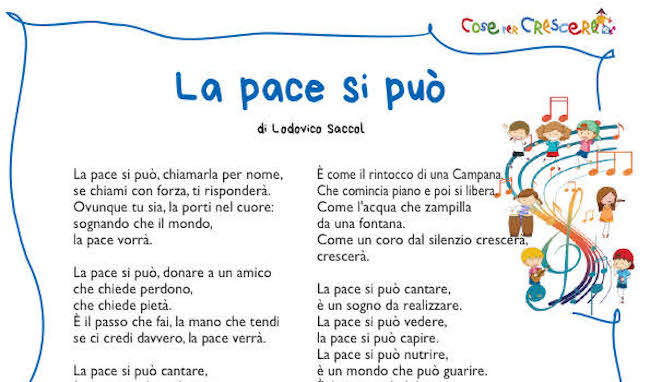 La Pace Si Pu Canzone Sulla Pace Per Bambini Da Cantare