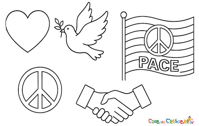 Disegno simboli della pace da colorare