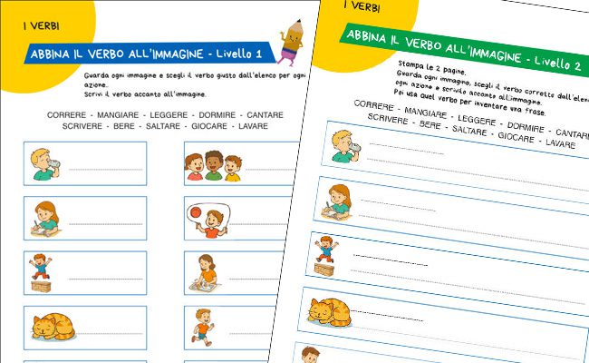 Abbinare il verbo all'azione