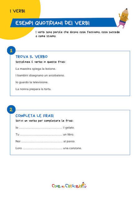 Esercizio per riconoscere i verbi - seconda primaria