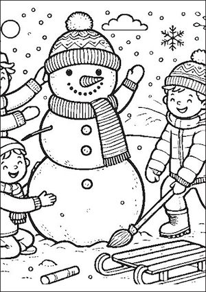 Disegno di pupazzo di neve da colorare