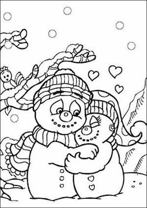 Disegno di pupazzi di neve innamorati