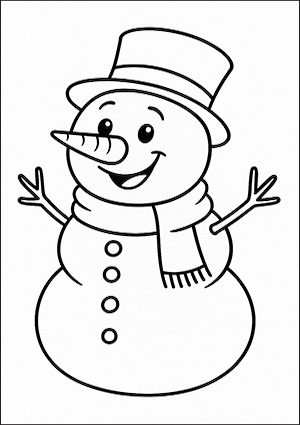 Pupazzo di neve con cilindro da colorare
