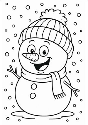 pupazzo di neve felice da colorare
