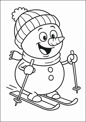 Disegno di pupazzo di neve che scia