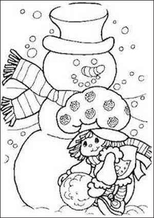 Pupazzo di neve e bambina da colorare