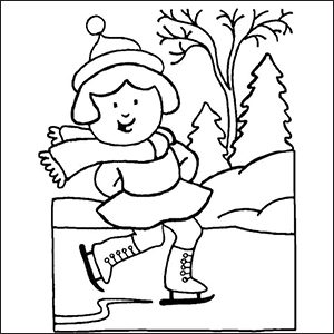 Bambina che pattina sul ghiaccio da colorare