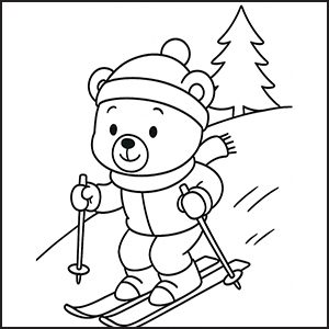 Orsacchiotto sciatore da colorare