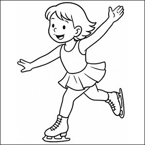 Disegno bambina pattinatrice da colorare