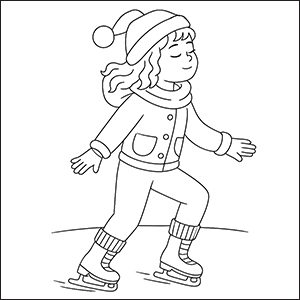 Ragazza che pattina sul ghiaccio da colorare