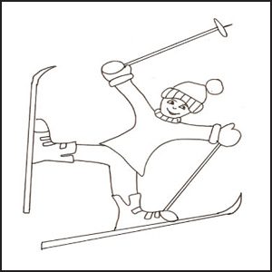 sciatore buffo da colorare