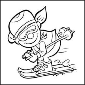 Sciatore con maschera da colorare