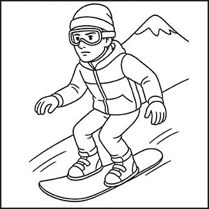 Sciatore con tavola da colorare