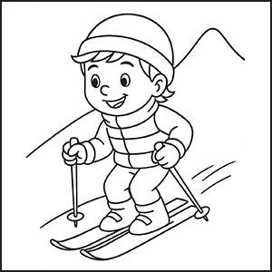 Sciatore felice da colorare