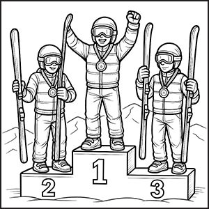 Sciatori sul podio da colorare
