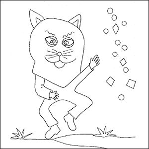 Bambino vestito da gatto da colorare