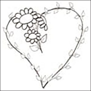 Cuore con fiori da colorare