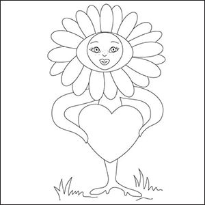 Margherita con cuore da colorare