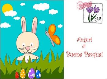 biglietto buona pasqua con coniglietto