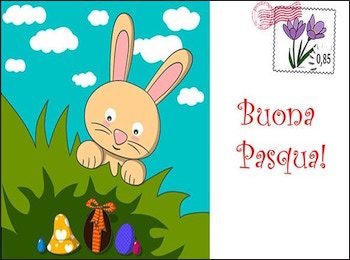 biglietto pasqua con coniglio da stampare