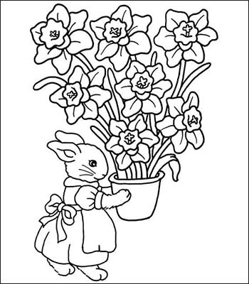 Coniglio di Pasqua per scuola primaria da colorare