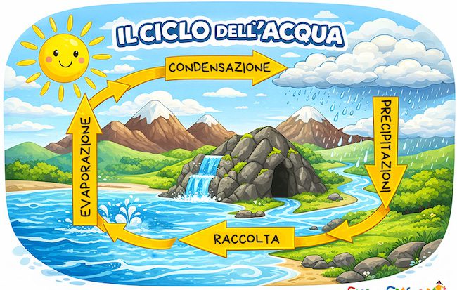schema ciclo dell'acqua scuola primaria