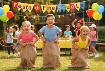 bambini che giocano durante la festa di fine anno scolastico all’aperto
