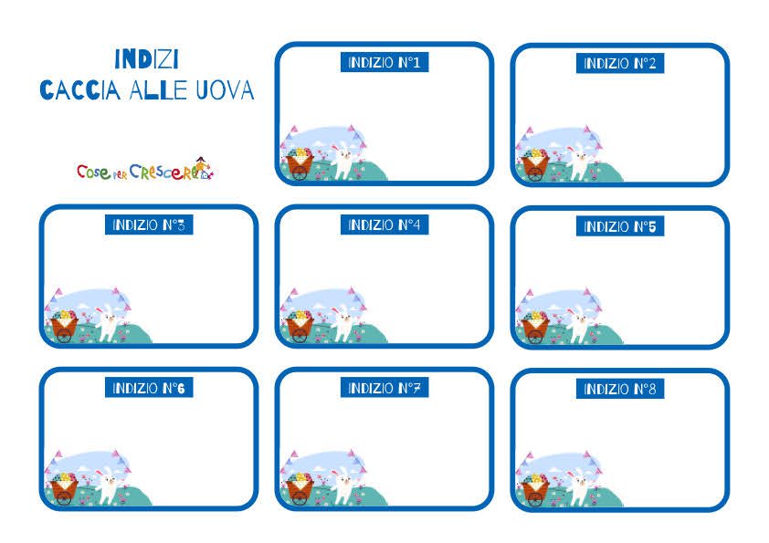 Indizi caccia alle uova personalizzabili da stampare e compilare