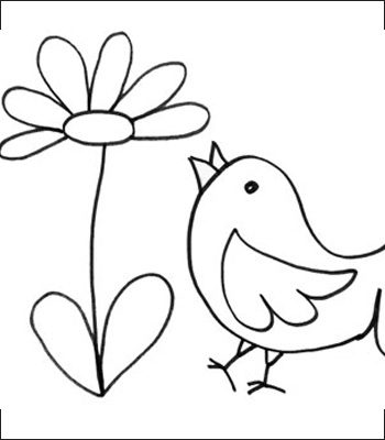 Pulcino e fiore da colorare