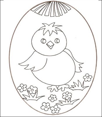 Uovo con pulcino di Pasqua da colorare
