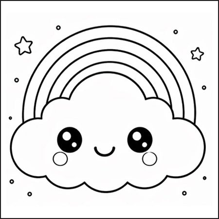 Arcobaleno kawaii da colorare