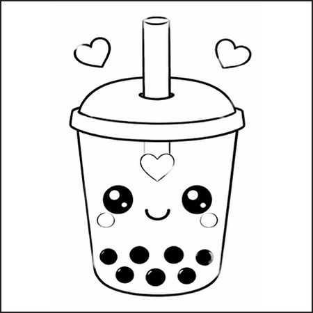 Bubble tea kawaii da colorare
