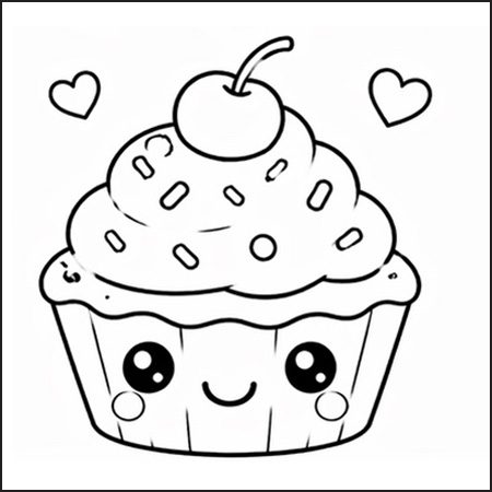 Cupcake kawaii da colorare