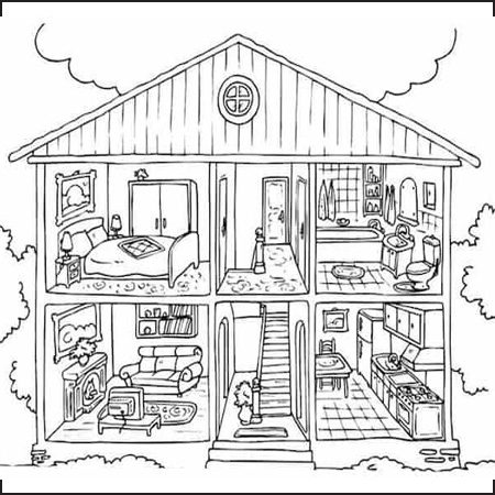 disegno casa da colorare semplice