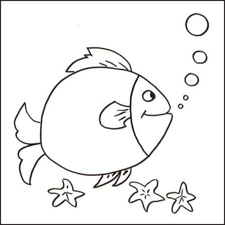 disegno facile pesce da colorare per bambini