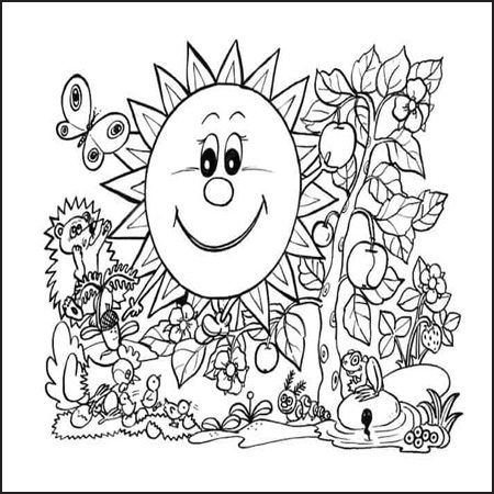 disegno facile sole da colorare per bambini