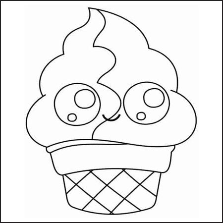disegno kawaii gelato da colorare