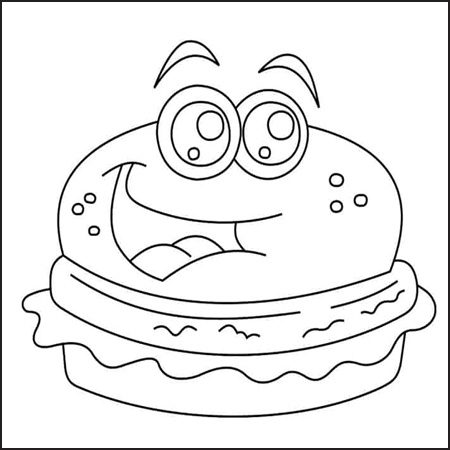 disegno kawaii hamburger da colorare
