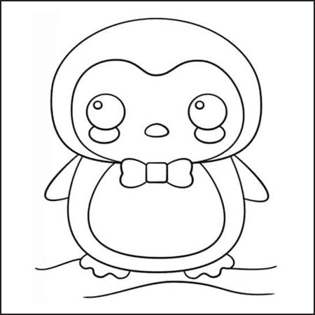 disegno kawaii pinguino da colorare
